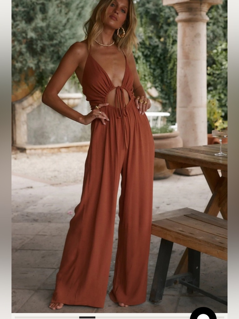 12th Tribe Augustine Rust Halter Jumpsuit